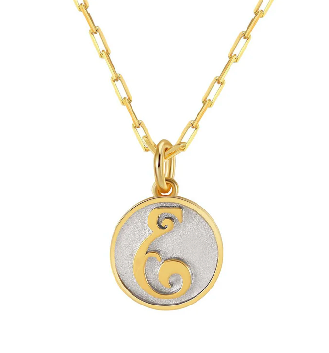 Dainty Fancy Initial Pendant Necklace E
