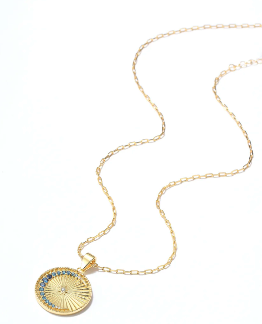 Saints and Saviors Over The Moon Blue Pendant Necklace