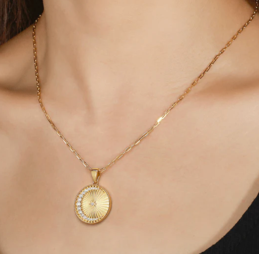 Saints and Saviors Over The Moon Pendant Necklace Clear