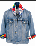 Vintage Silk Blue Denim-1984 La Olympic Print