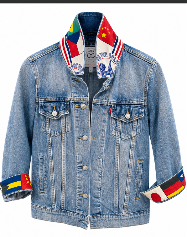 Vintage Silk Blue Denim-1984 La Olympic Print