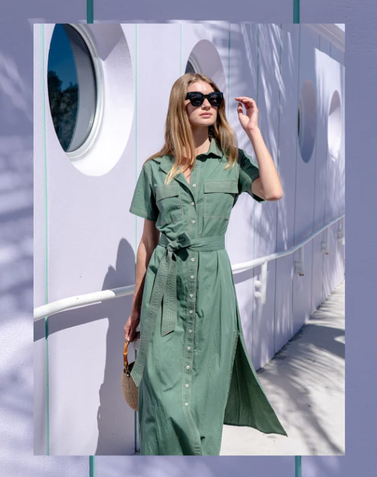 AMIRA SHIRT DRESS-SOLID PALM