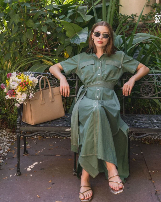 AMIRA SHIRT DRESS-SOLID PALM
