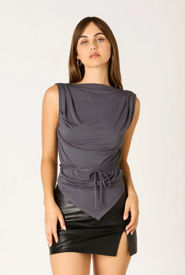 Stretch Jersey Open Back Top-acacia