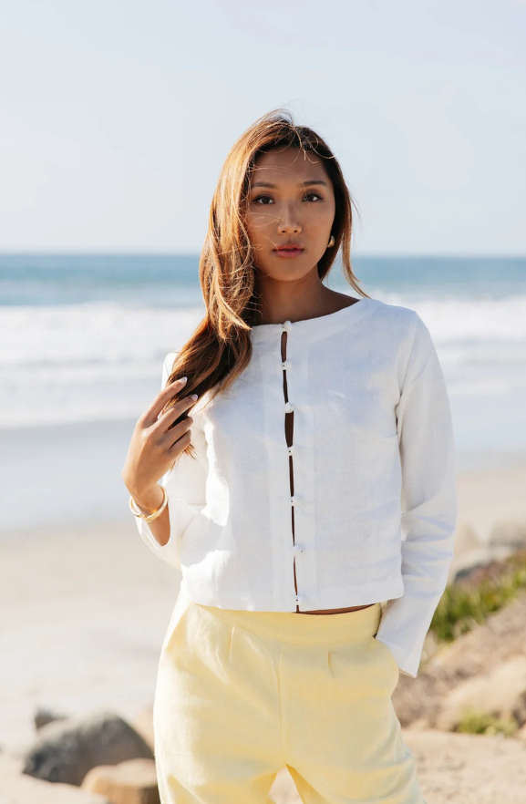 Bessette Linen Button Cardigan