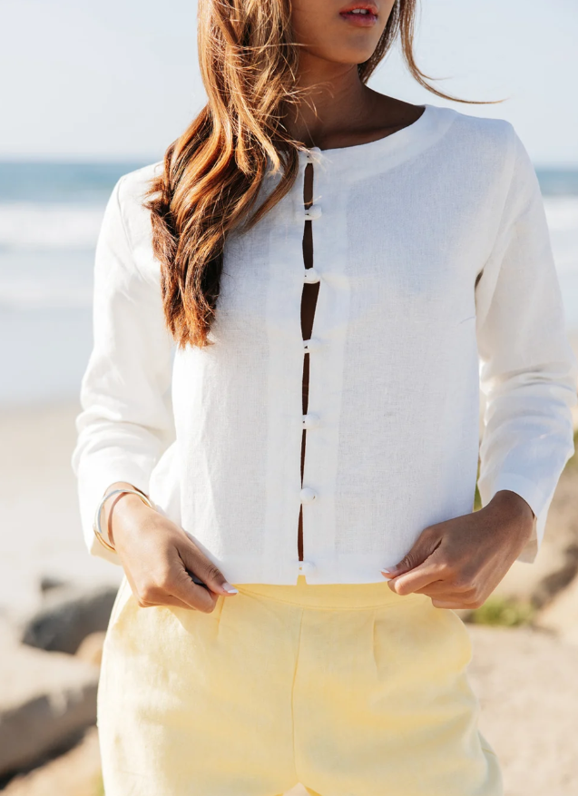Bessette Linen Button Cardigan