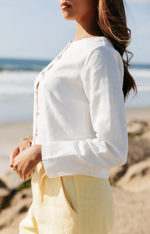 Bessette Linen Button Cardigan