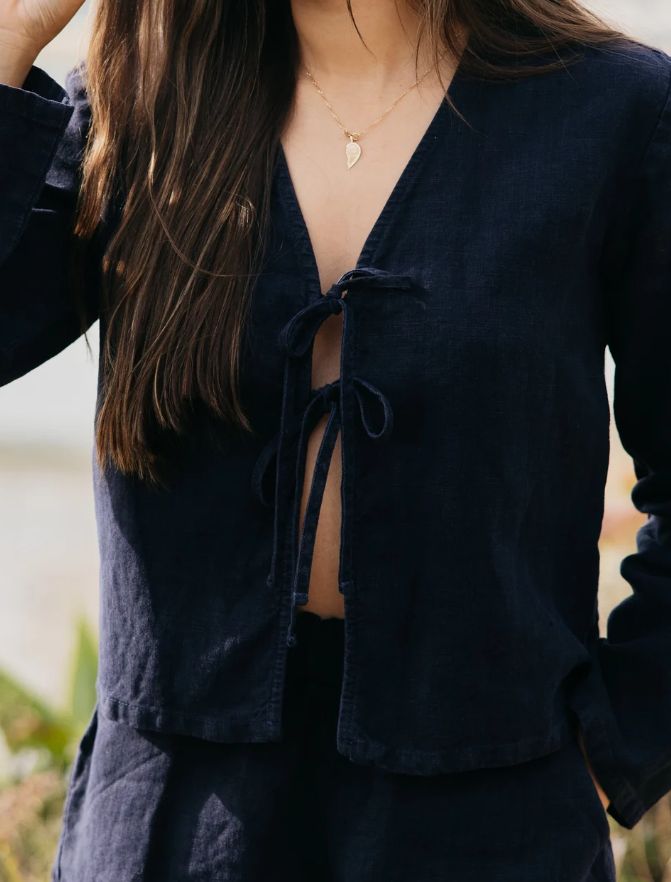 Keaton Linen Tie Top